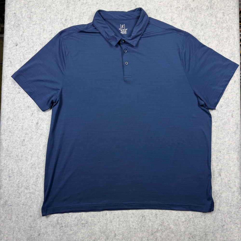George Men’s 3XL (54-56) Performance Polo Shirt Blue Short Sleeve